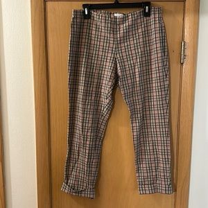 J. Jill Women’s Plaid Premium Bistretch Pull On Pants Tan Black Size 12
